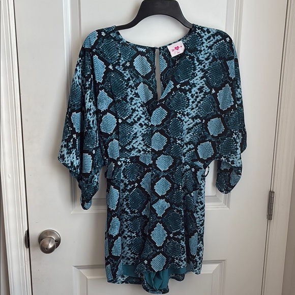 Buddy Love Blue and Black Snake Print Jumpsuit - Picture 1 of 5